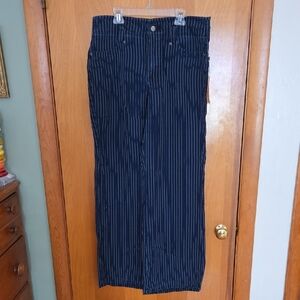 NWT NYDJ High Rise Teresa Wide Leg Jeans in Dark Ocean, White Stripe, Size 8